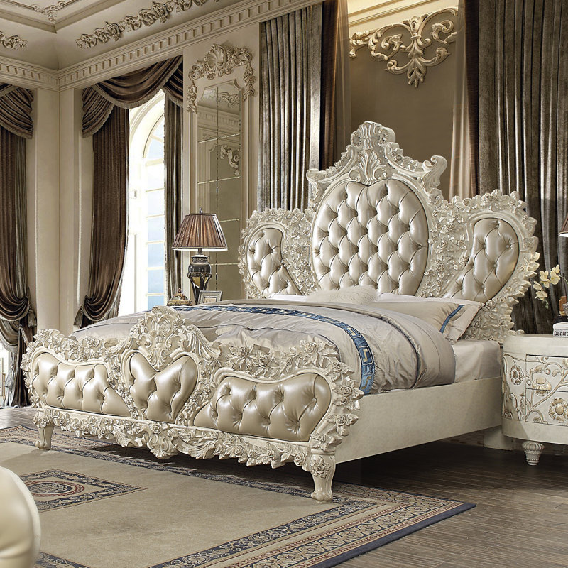 MajorQ Luxurious Traditional Style Eastern King Size Bed in White